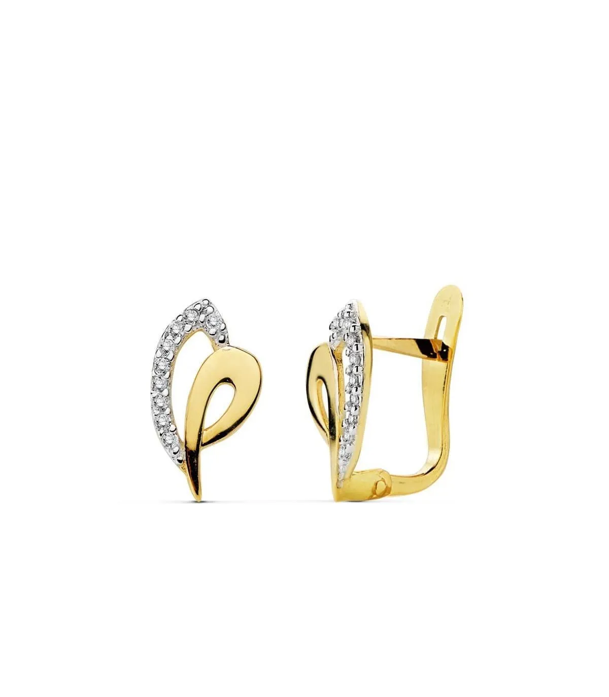 Pendientes oro bicolor Bea 18 Ktes
