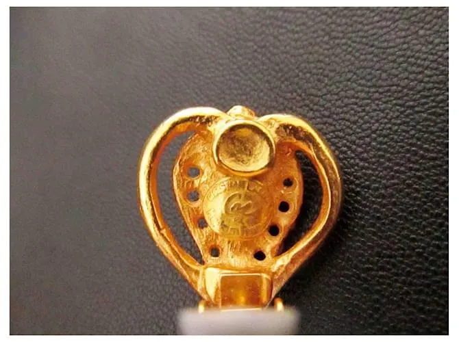PENDIENTES VINTAGE CHRISTIAN LACROIX 1980 CHAPADOS EN ORO CON CRISTALES VERDENARANJA DE CLIP DORADO 