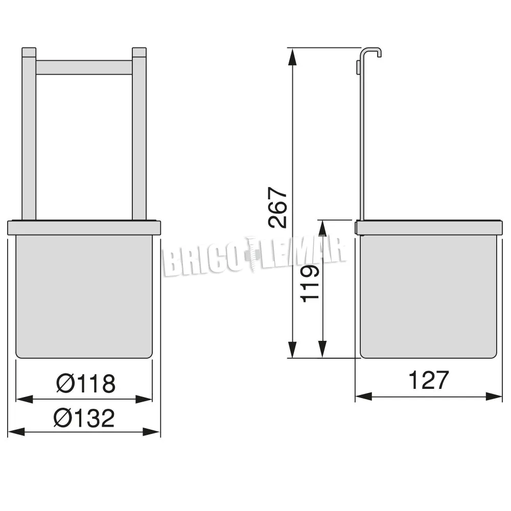 Portacubiertos de cocina con cubo cromado para colgar Titane acero gris antracita Emuca