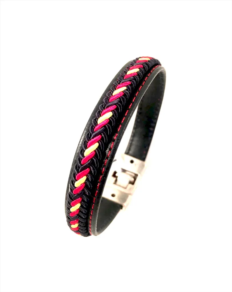 PULSERAS HOMBRE CUERO BANDERA DE ESPAÑA