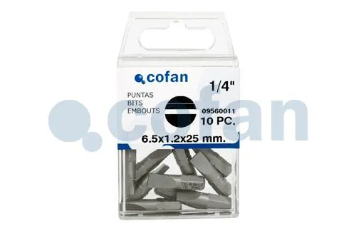 Punta Plana para atornillador de Acero | Modelo 1/4" Plano Estándar | Longitud 25 y 50 mm