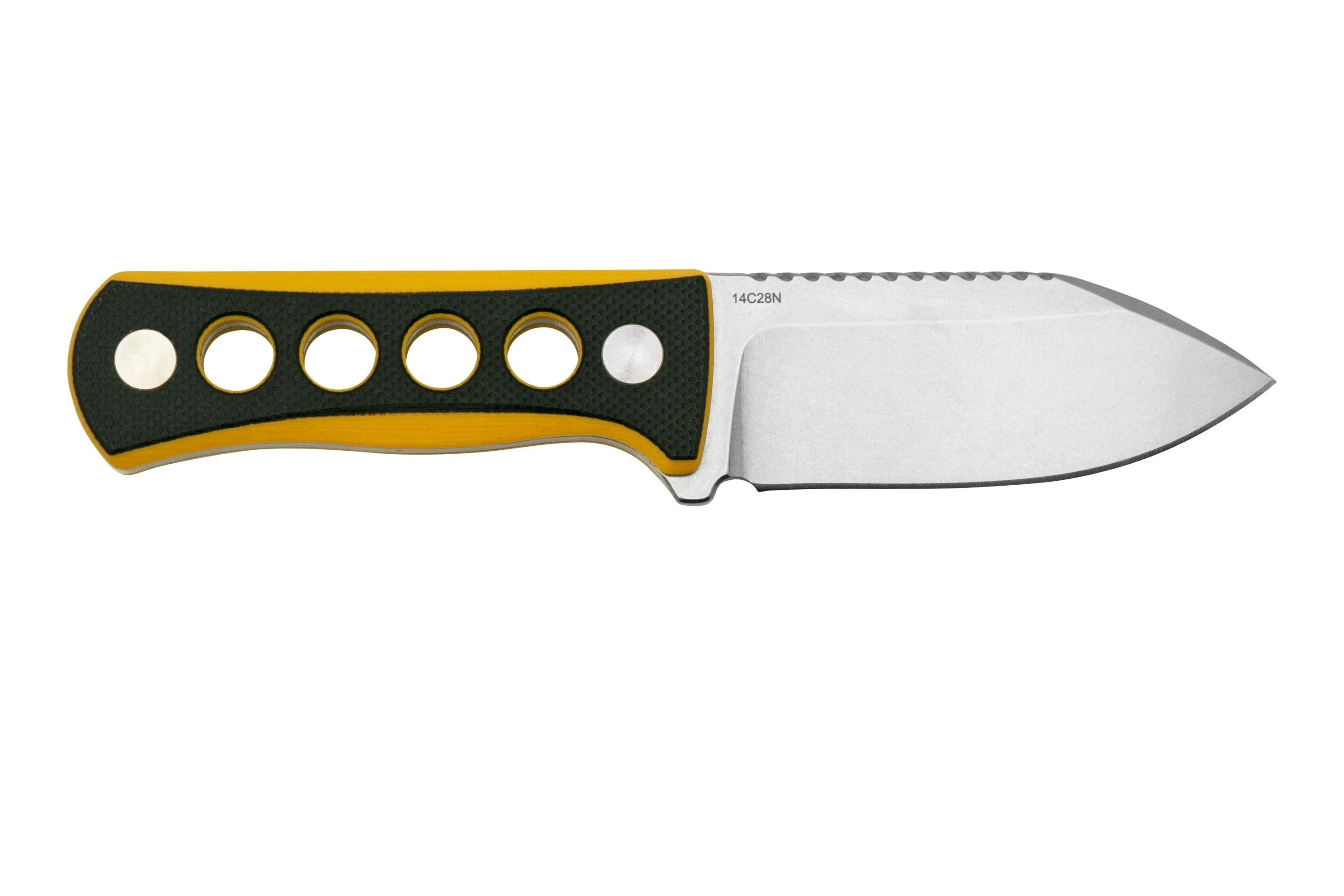 QSP KNIFE CANARY QS141A1 STONEWASHED, BLACK YELLOW G10, CUCHILLO DE CUELLO