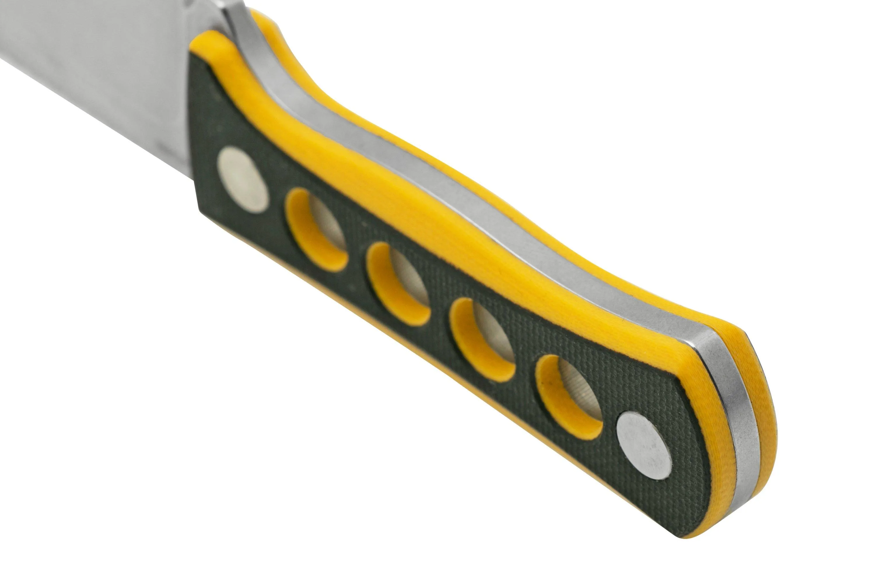 QSP KNIFE CANARY QS141A1 STONEWASHED, BLACK YELLOW G10, CUCHILLO DE CUELLO