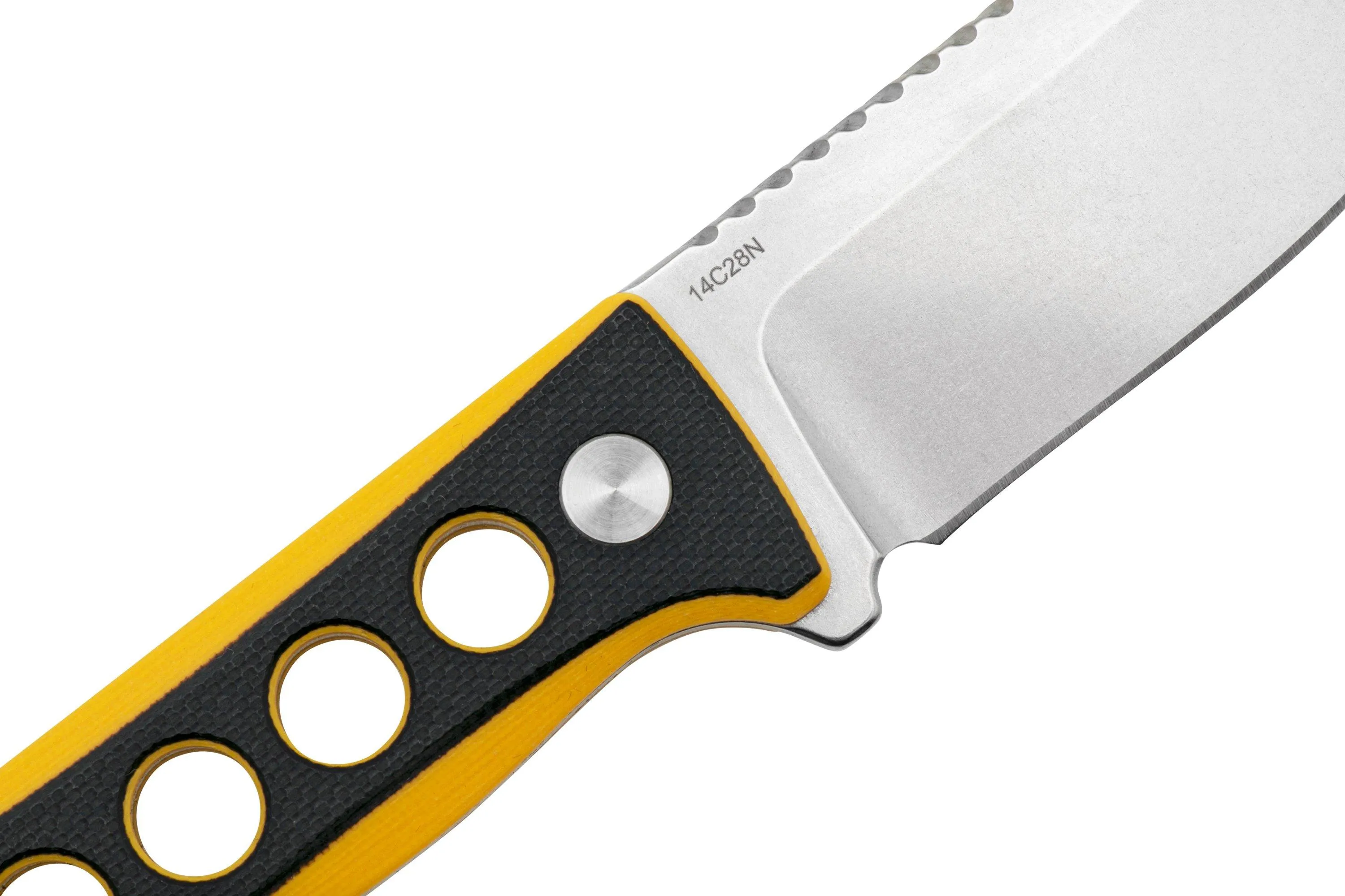 QSP KNIFE CANARY QS141A1 STONEWASHED, BLACK YELLOW G10, CUCHILLO DE CUELLO