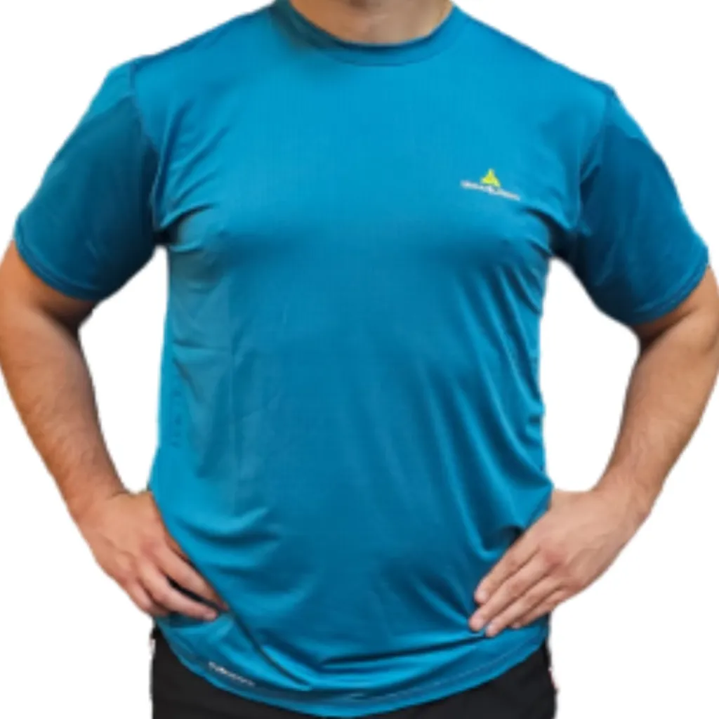Remera Deportiva Rehodry Hombre Turquesa + Short Cargo C/Bolsillos Shcargo Negro