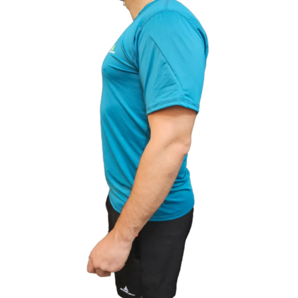 Remera Deportiva Rehodry Hombre Turquesa + Short Cargo C/Bolsillos Shcargo Negro