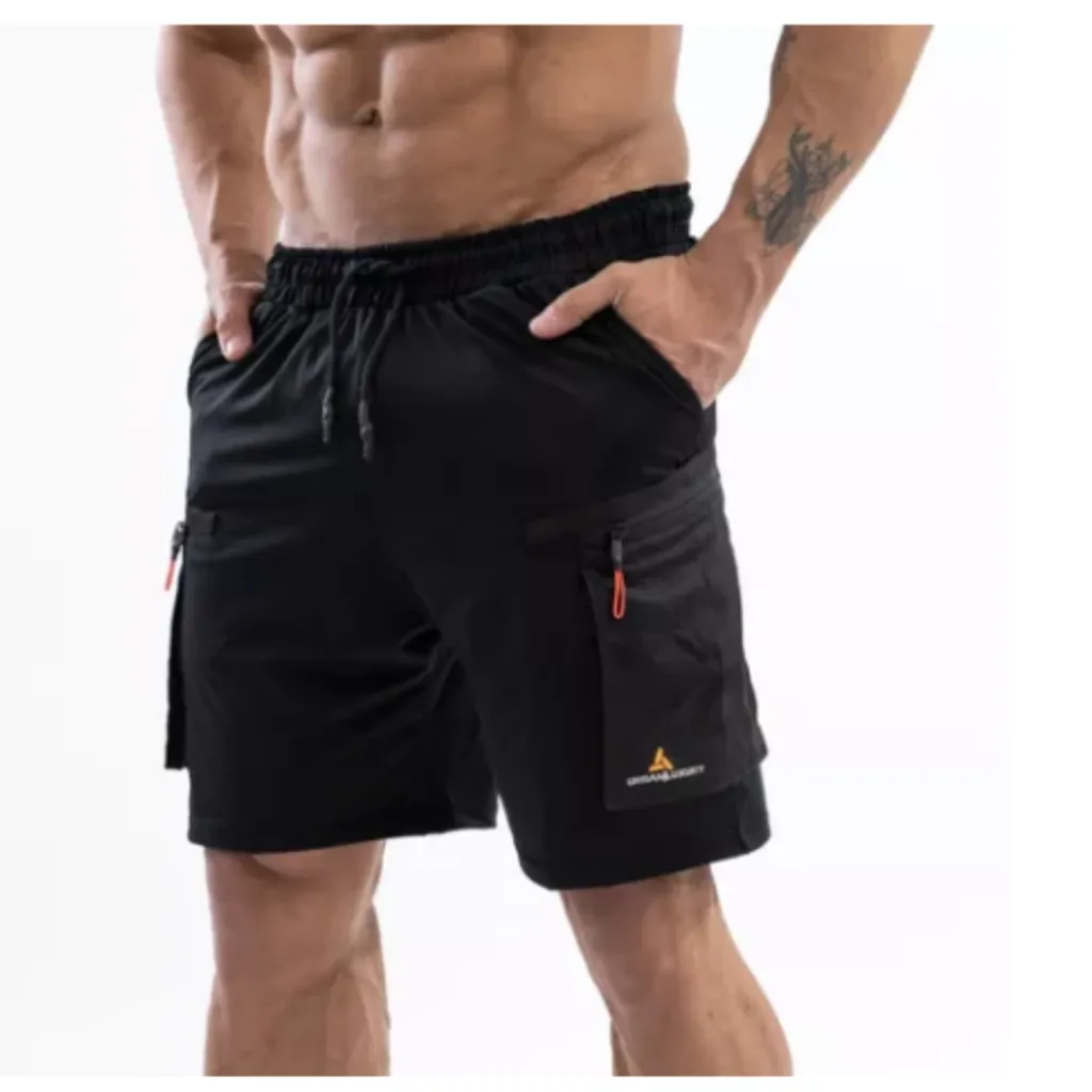 Remera Deportiva Rehodry Hombre Turquesa + Short Cargo C/Bolsillos Shcargo Negro