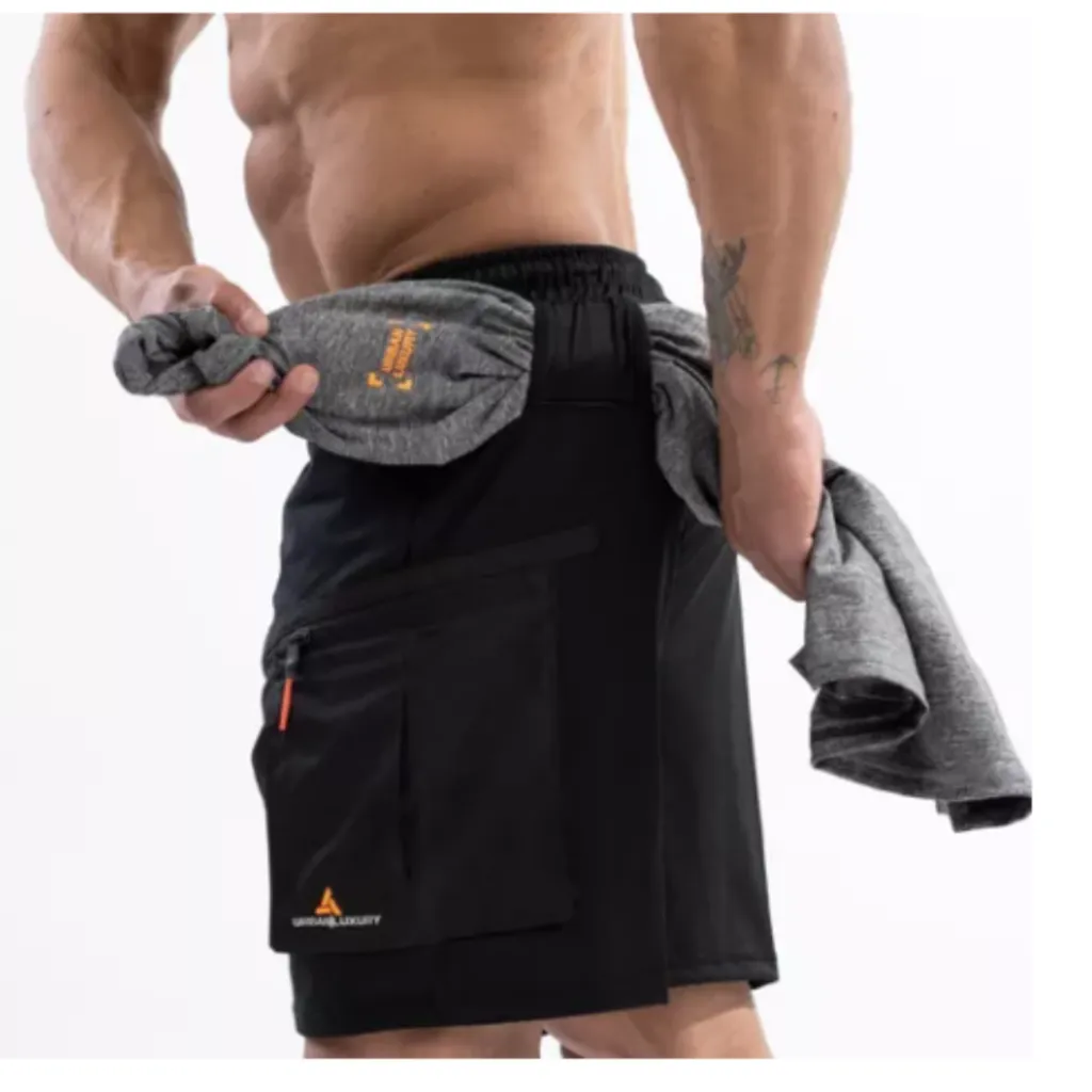 Remera Deportiva Rehodry Hombre Turquesa + Short Cargo C/Bolsillos Shcargo Negro