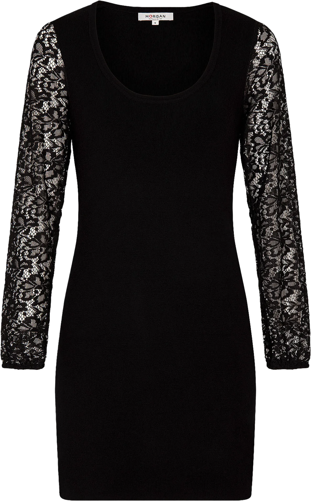 RMPOLI  VESTIDO CORTO TIPO JERSEY AJUSTADO CON CUELLO REDONDO EN NEGRO
