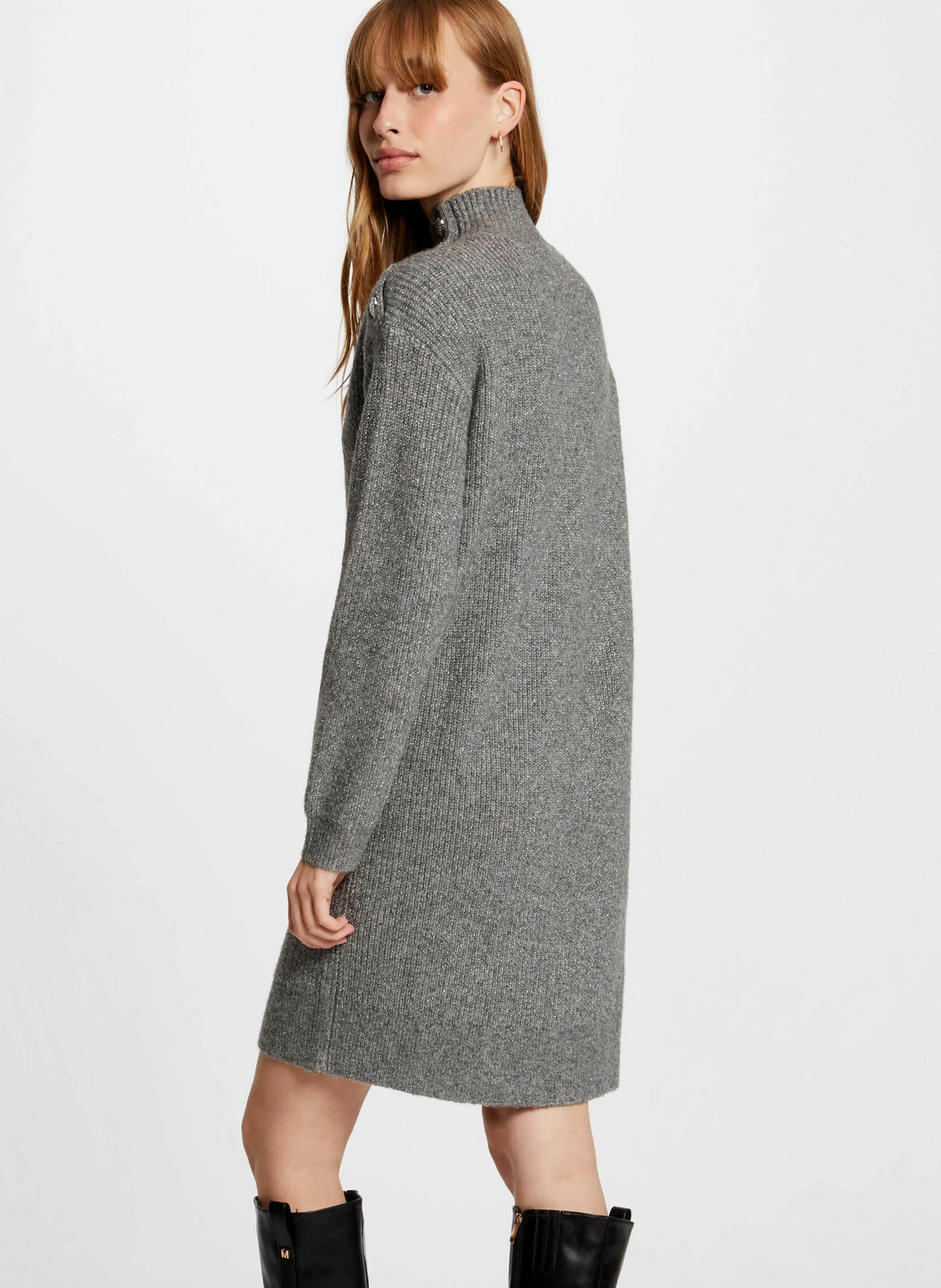 RMSTORI  VESTIDO RECTO DE CUELLO ALTO EN GRIS