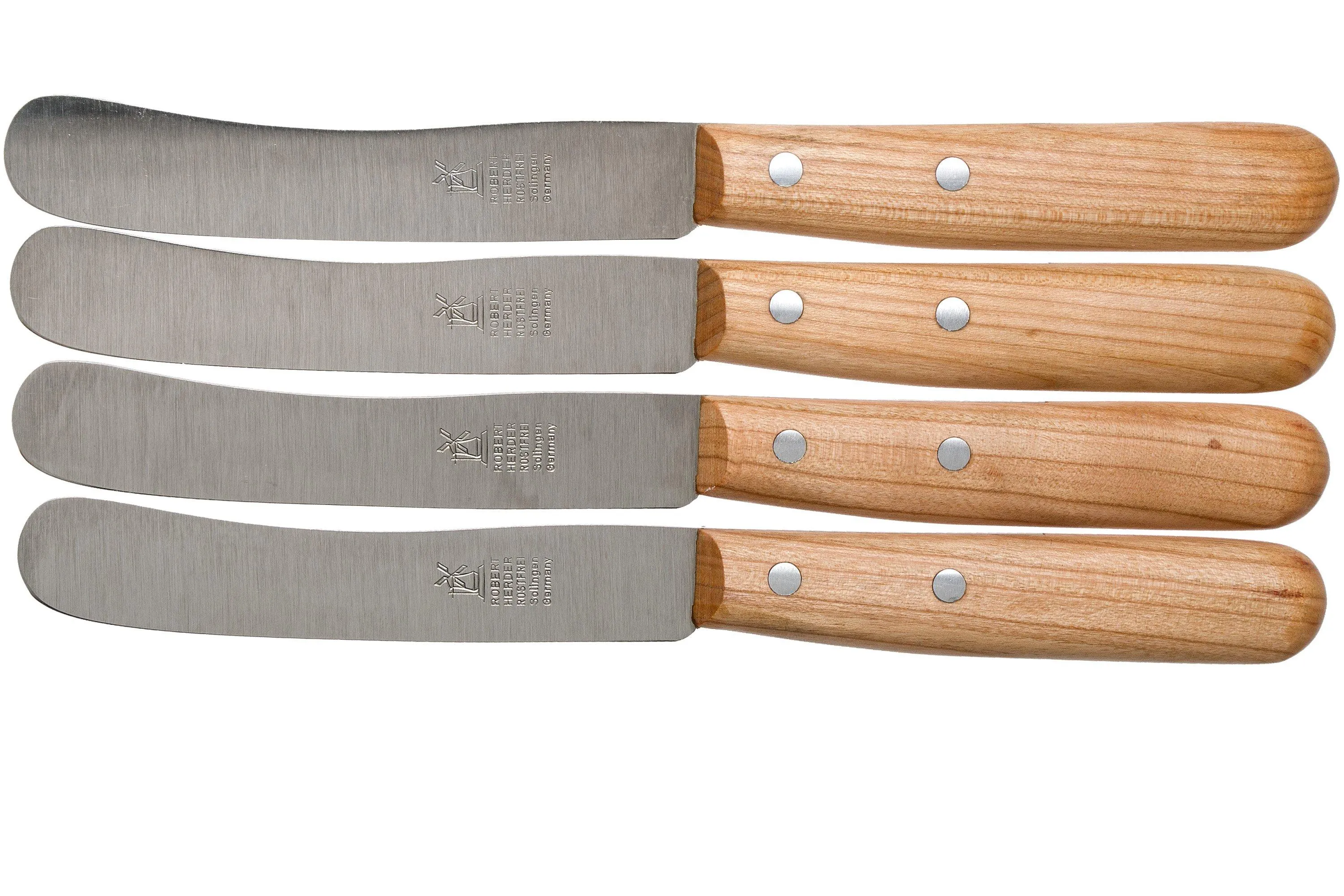 Robert Herder Buckels acero inoxidable Set de 4 cuchillos de desayuno, madera de ciruelo