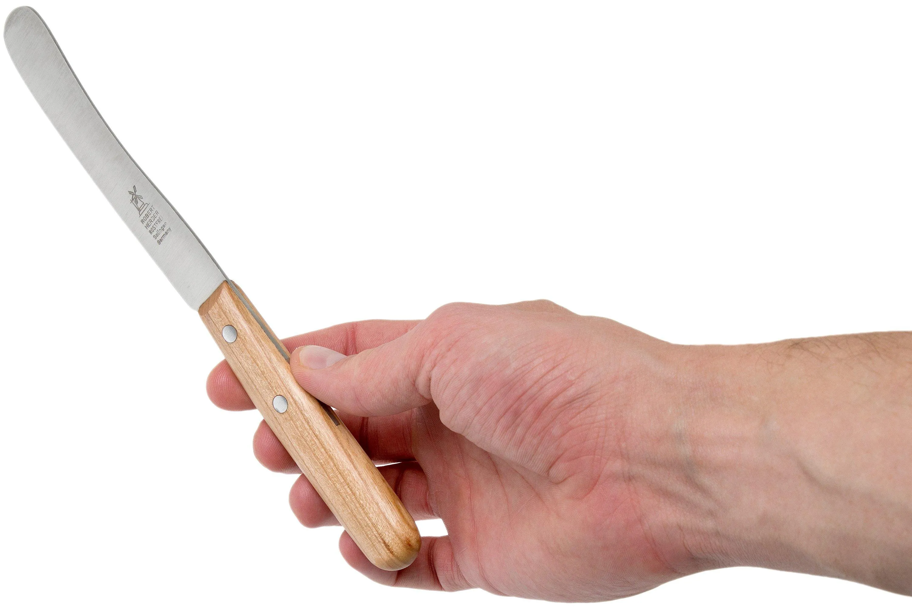 Robert Herder Buckels acero inoxidable Set de 4 cuchillos de desayuno, madera de ciruelo