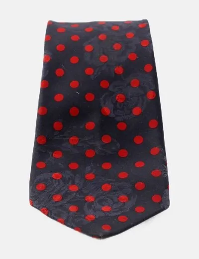 Santaniello Corbata azul marino estampado motas