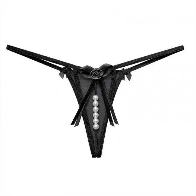 SEXY FLOWER BOWKNOT PEARL MASSAGE NAUGHTY BRIEFS TBACK LINGERIE EROTIC WOMEN'S UNDERWEAR SLUTTY UNDERPANTS GSTRING THONG 