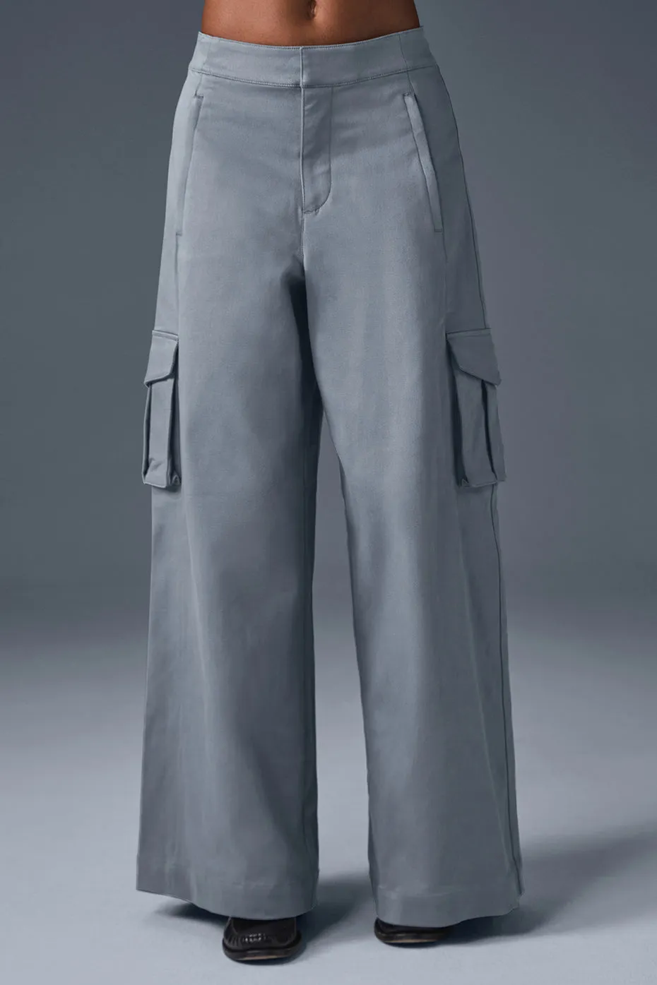 SHOW OFF CARGO WIDE LEG TROUSER (REGULAR)  STEEL GREY