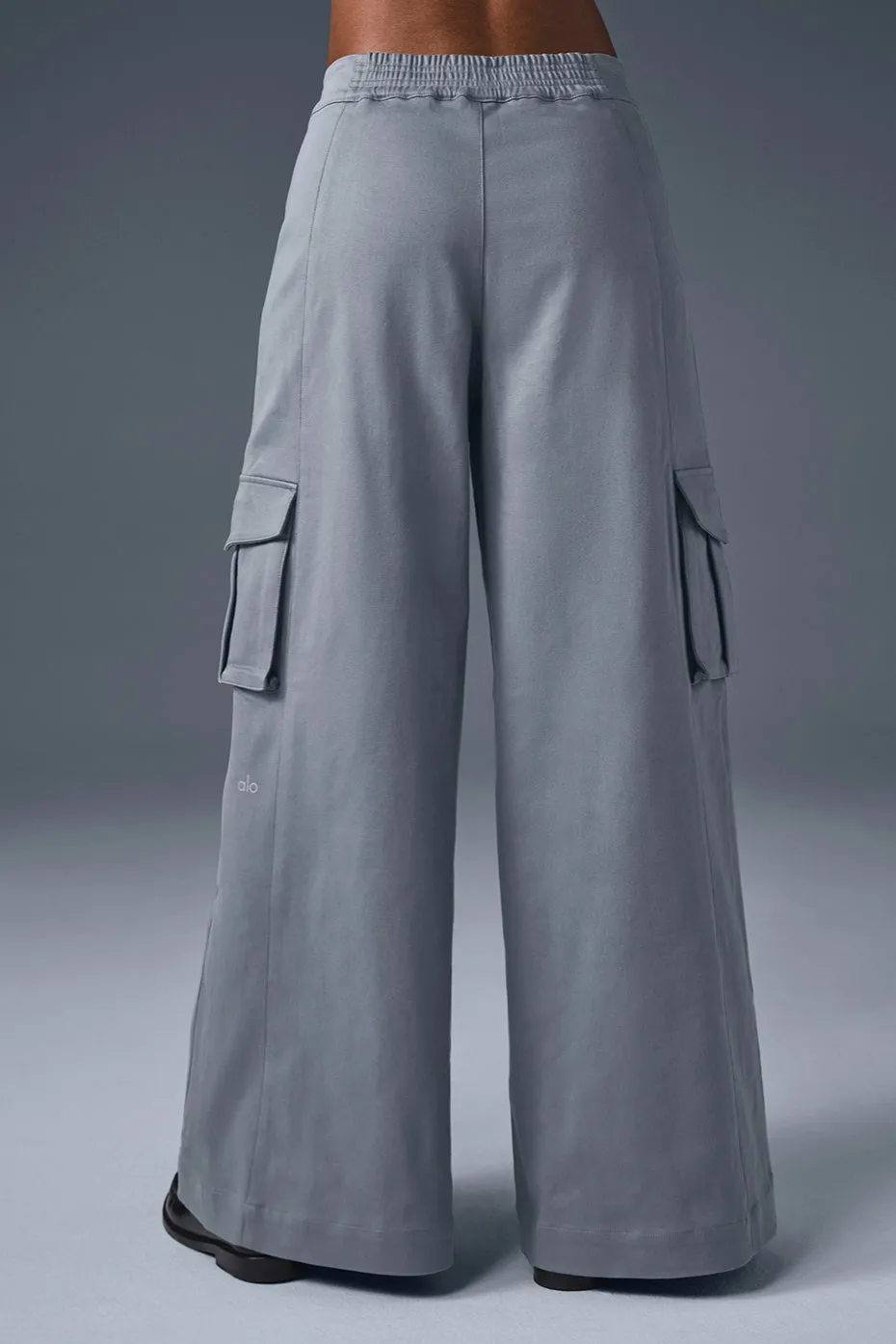 SHOW OFF CARGO WIDE LEG TROUSER (REGULAR)  STEEL GREY