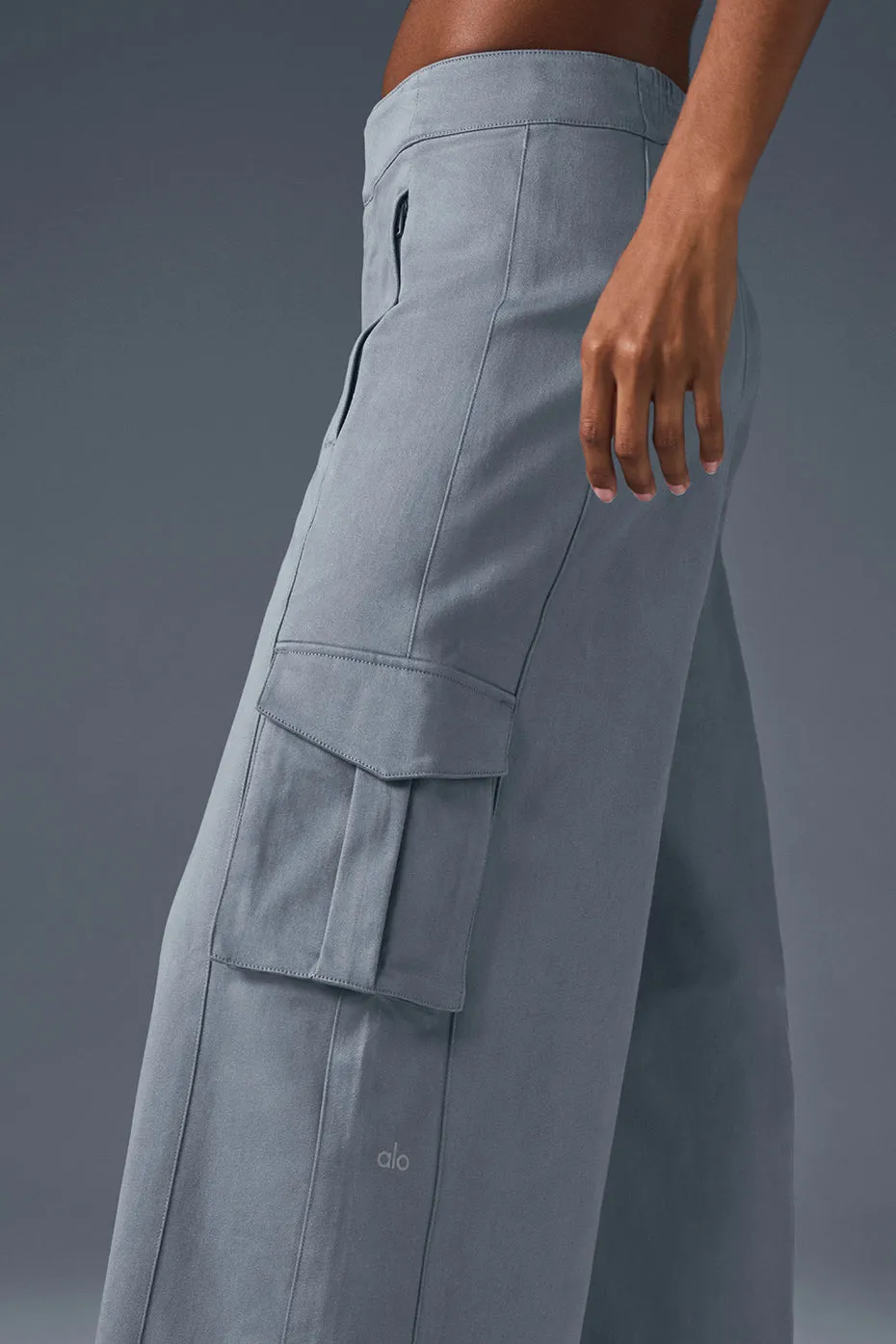 SHOW OFF CARGO WIDE LEG TROUSER (REGULAR)  STEEL GREY