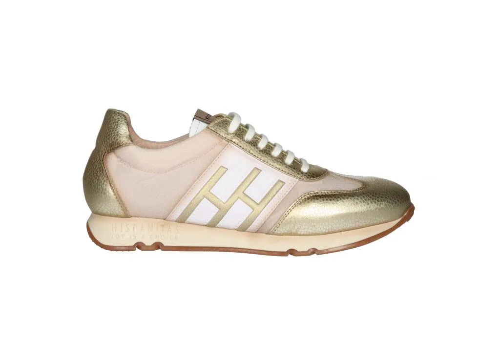Sneaker Piel Oro Laterales Nylon Blanco