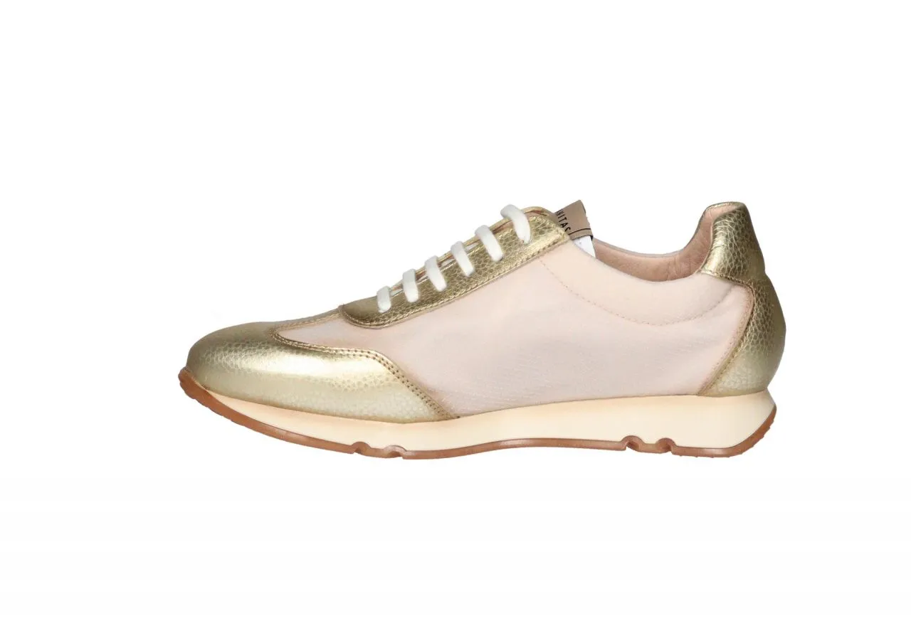 Sneaker Piel Oro Laterales Nylon Blanco