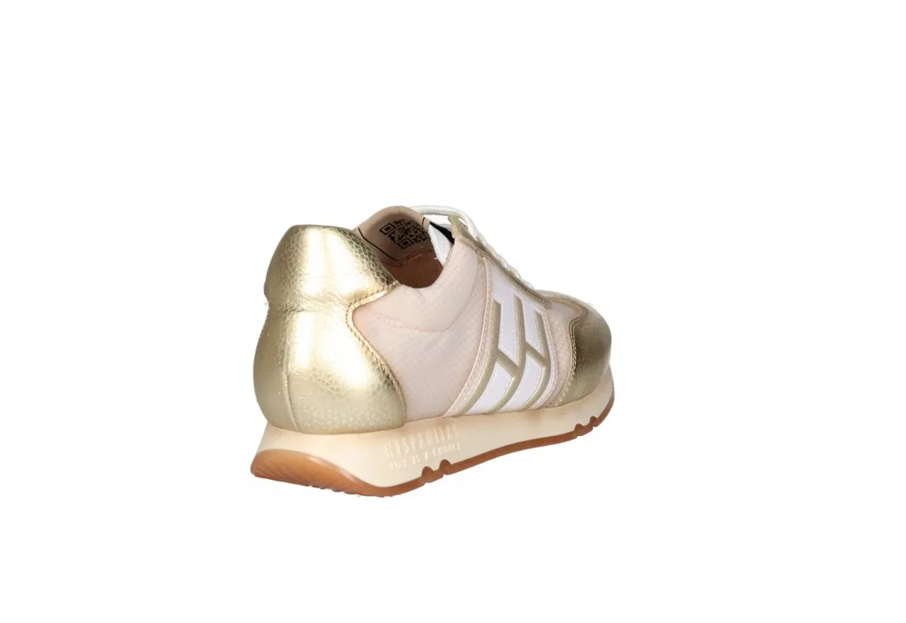 Sneaker Piel Oro Laterales Nylon Blanco