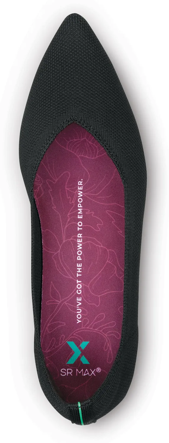 SR MAX Zapato de trabajo con puntera blanda, antideslizante MaxTRAX, estilo de vestir plano, negro, de mujer, SR Max Albright