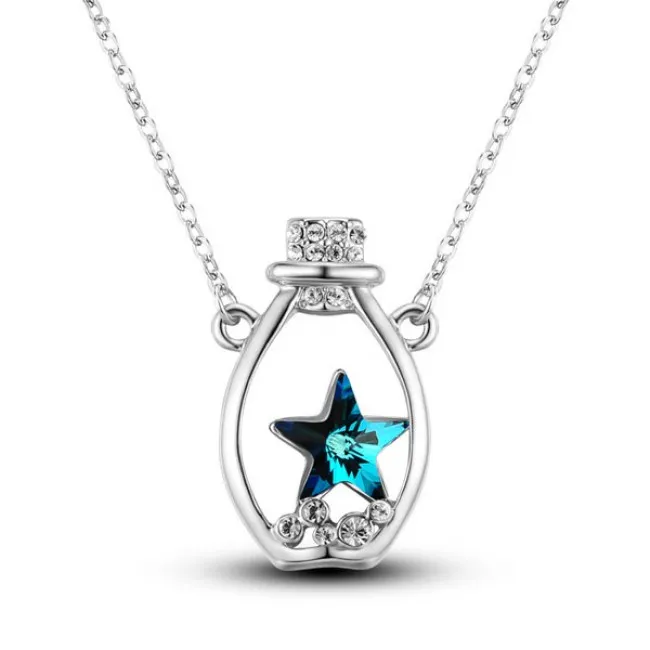 Star Rhinestone Lucky Bottle Pendant Necklace