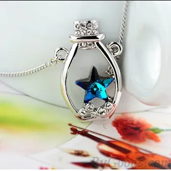 Star Rhinestone Lucky Bottle Pendant Necklace