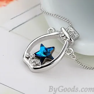 Star Rhinestone Lucky Bottle Pendant Necklace