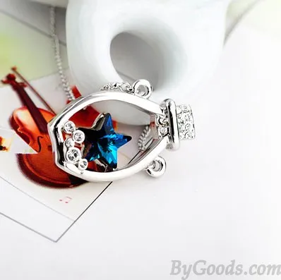 Star Rhinestone Lucky Bottle Pendant Necklace