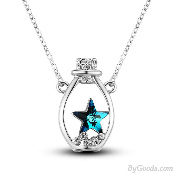 Star Rhinestone Lucky Bottle Pendant Necklace