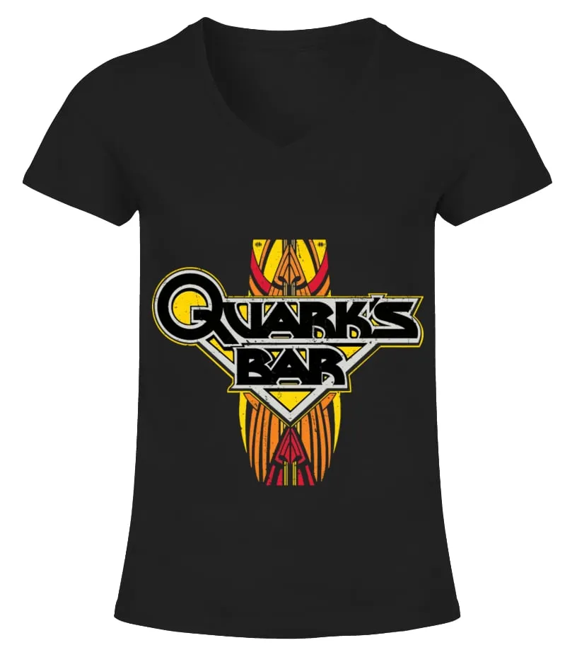 Star Trek Deep Space Nine Quark s Bar Vintage Logo Camiseta cuello pico Mujer