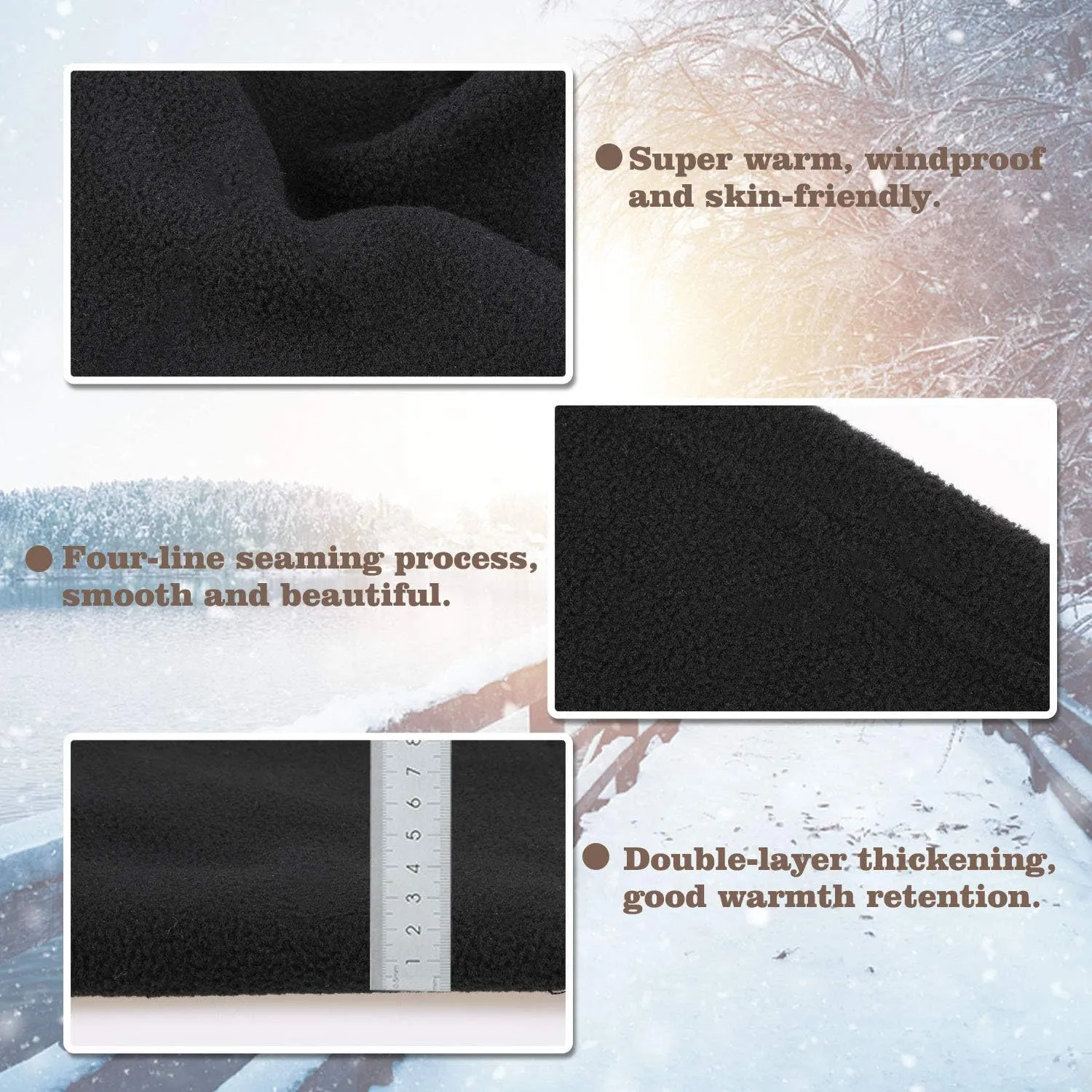 TAGVO Pasamontañas Máscara De Esquí a Prueba De Viento Capucha De Lana Térmica Invierno Uso Multiusos Mascarilla Unisex Cálido ＆