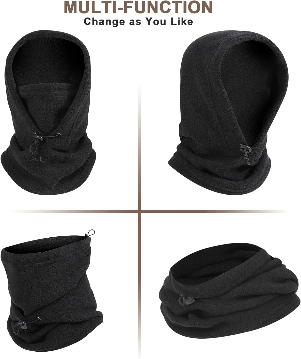 TAGVO Pasamontañas Máscara De Esquí a Prueba De Viento Capucha De Lana Térmica Invierno Uso Multiusos Mascarilla Unisex Cálido ＆