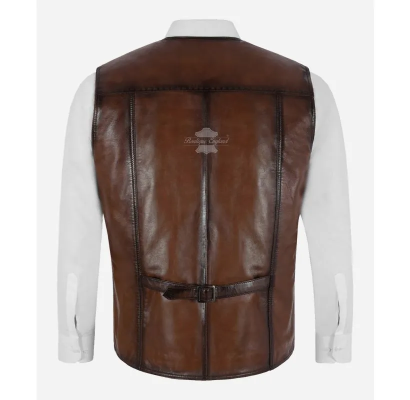 THE CHESTNUT WAISTCOAT MEN'S HANDSTITCHED LAMBSKIN NAPA LEATHER VEST