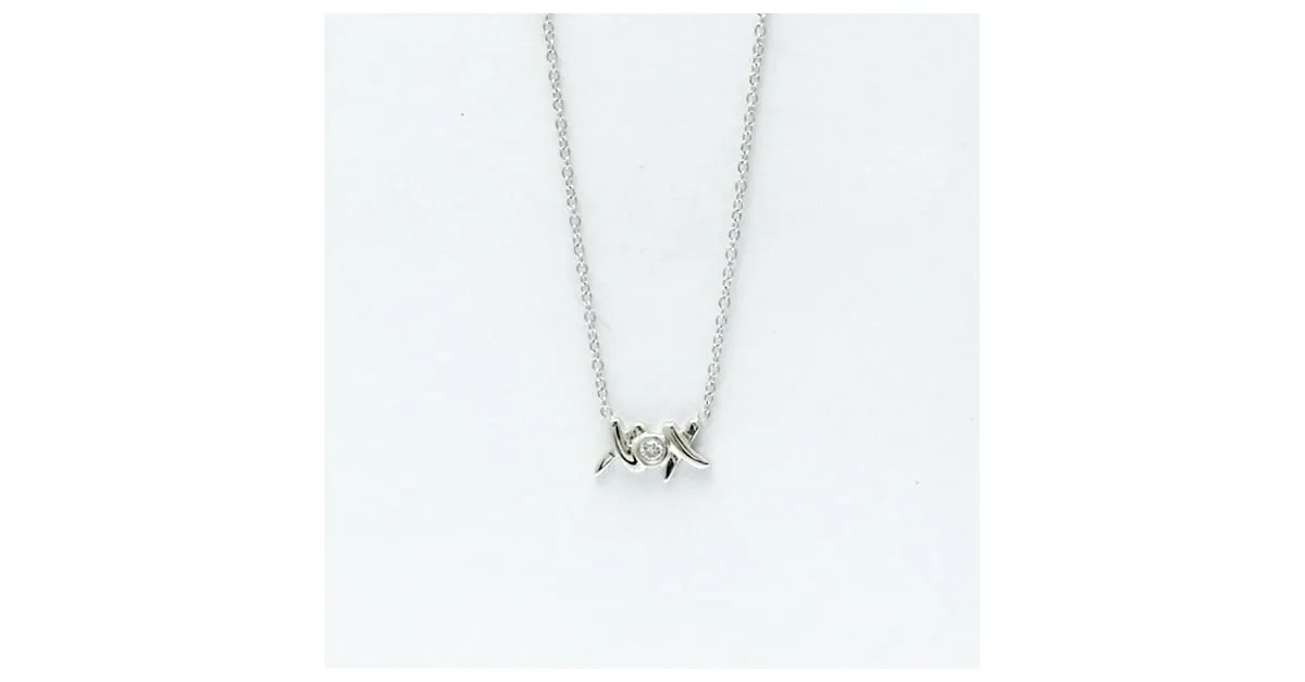 Tiffany & Co Collar de Diamante Double Kiss de Tiffany Plata 