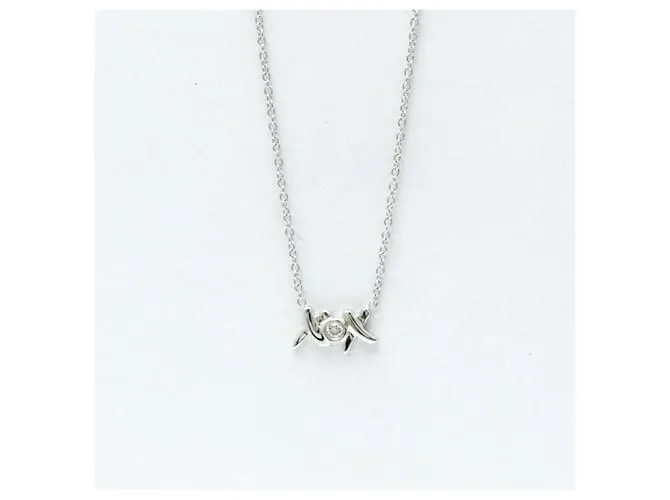Tiffany & Co Collar de Diamante Double Kiss de Tiffany Plata 