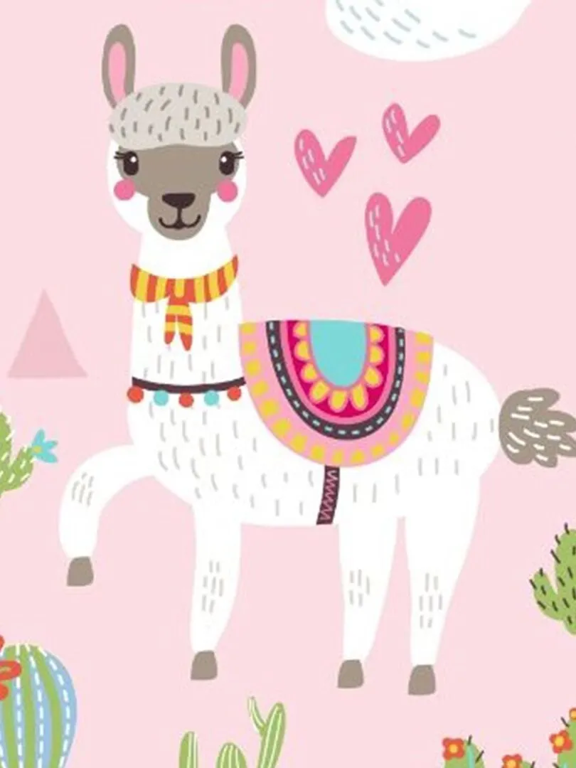 TOALLA DE PLAYA CON ESTAMPADO DE LLAMA  ROSA