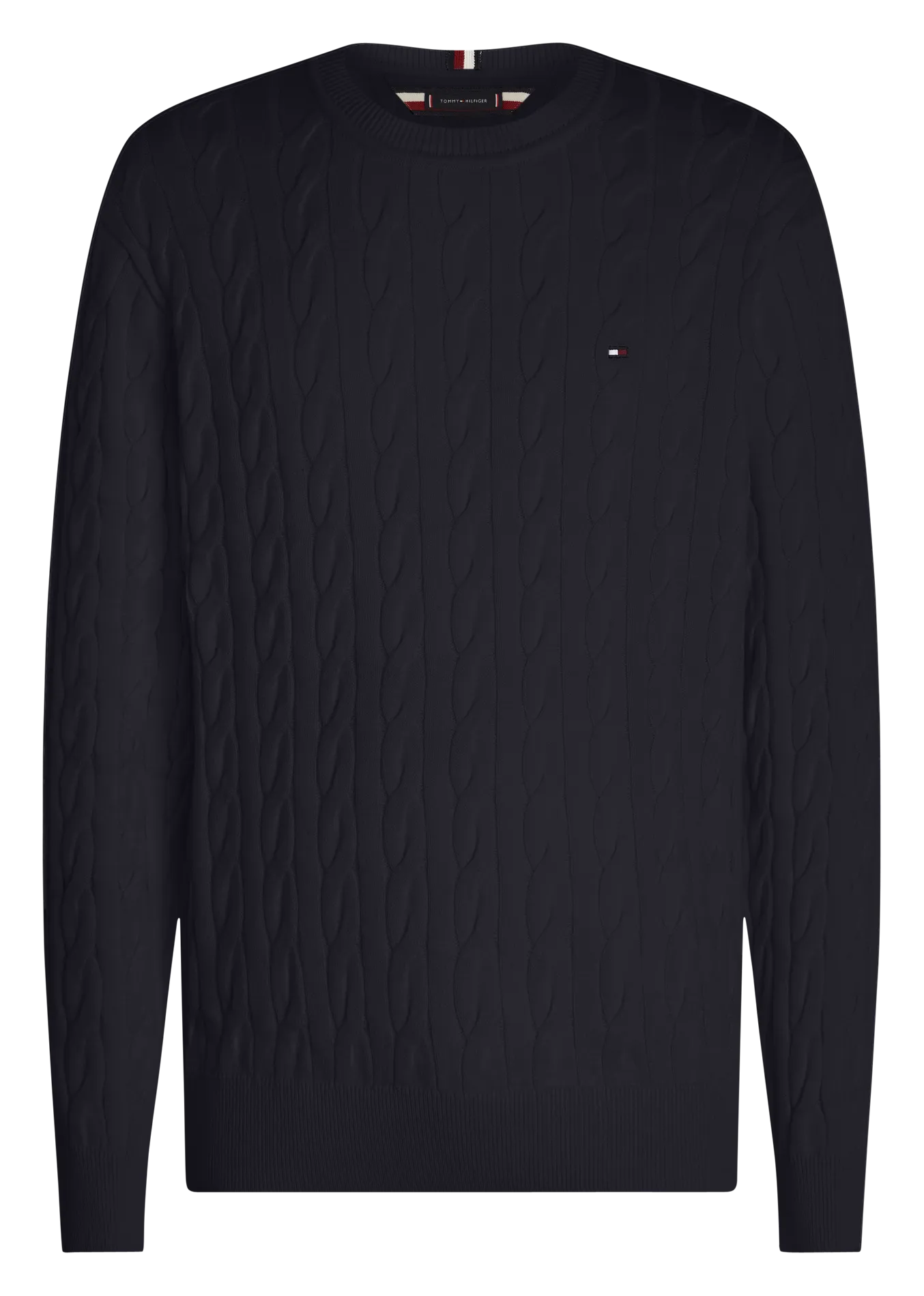TOMMY HILFIGER Jersey recto de algodón orgánico con cuello redondo en azul
