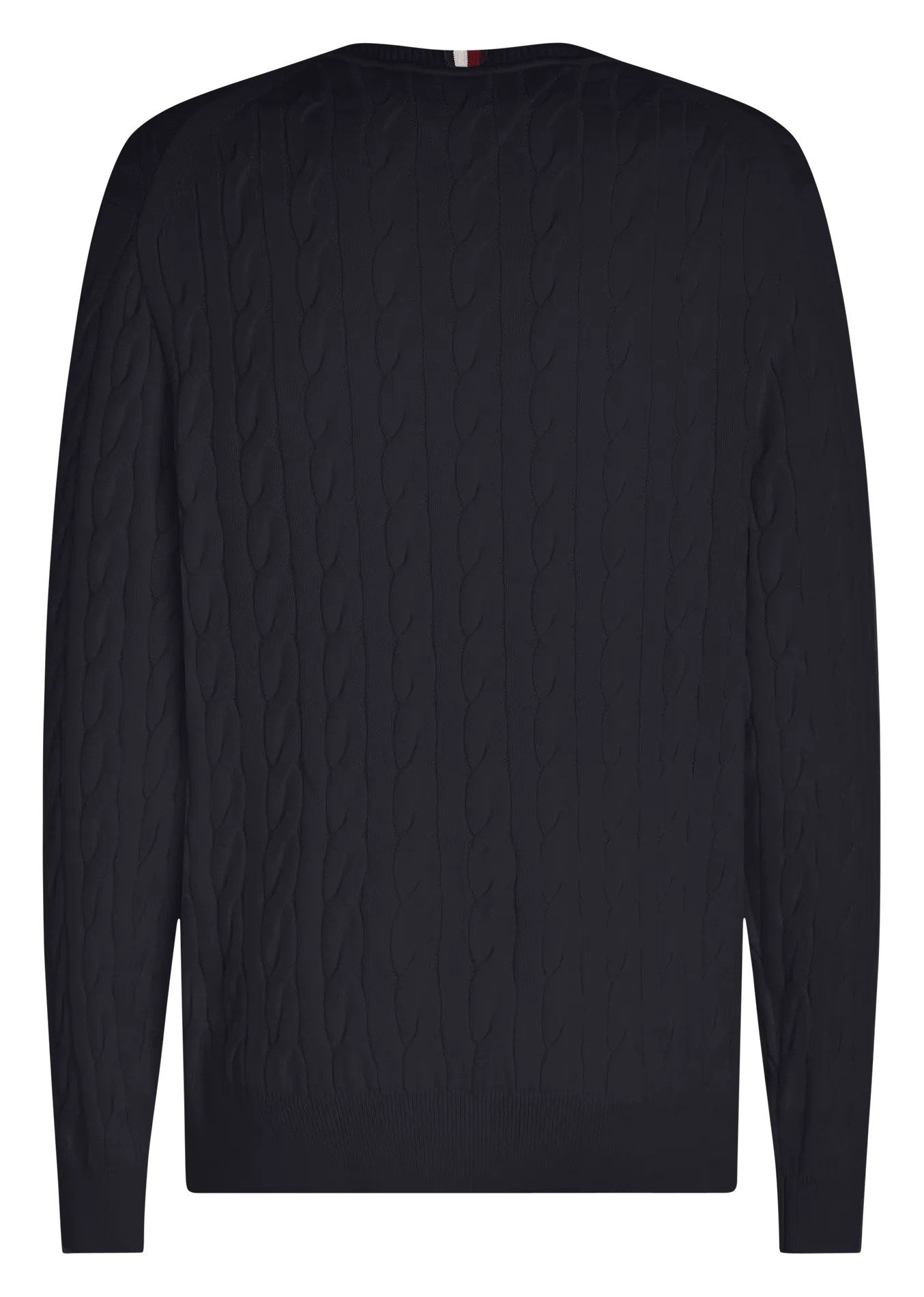 TOMMY HILFIGER Jersey recto de algodón orgánico con cuello redondo en azul