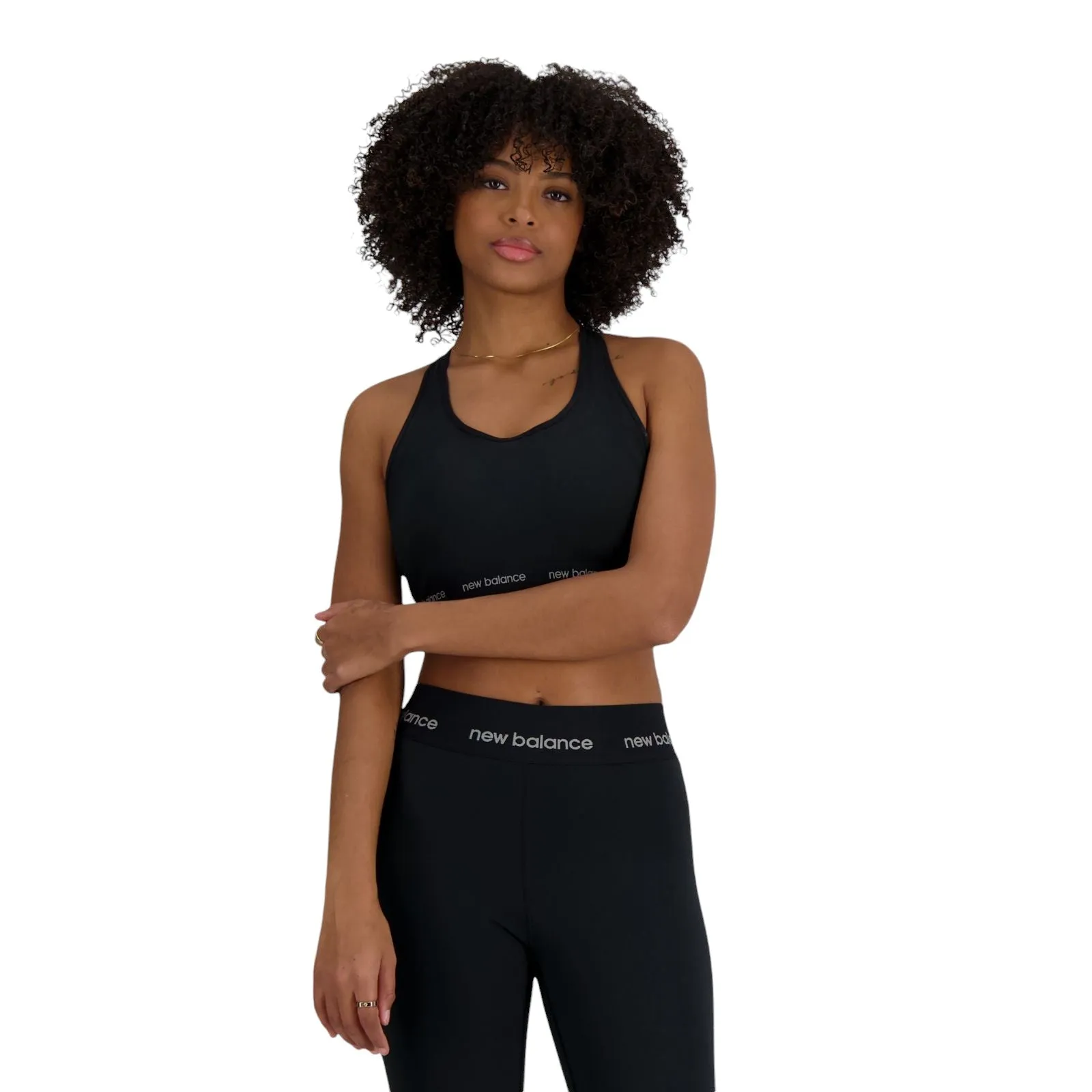 Top Deportivo New Balance Mujer Sleek Medium Support Sports Negro