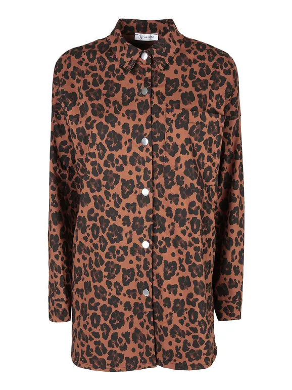 Vanita Chaqueta camisera larga de mujer de lunares