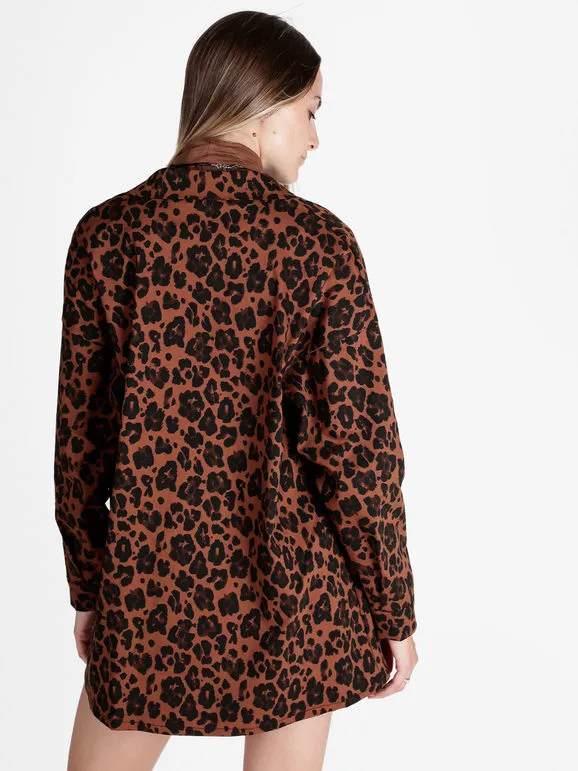 Vanita Chaqueta camisera larga de mujer de lunares