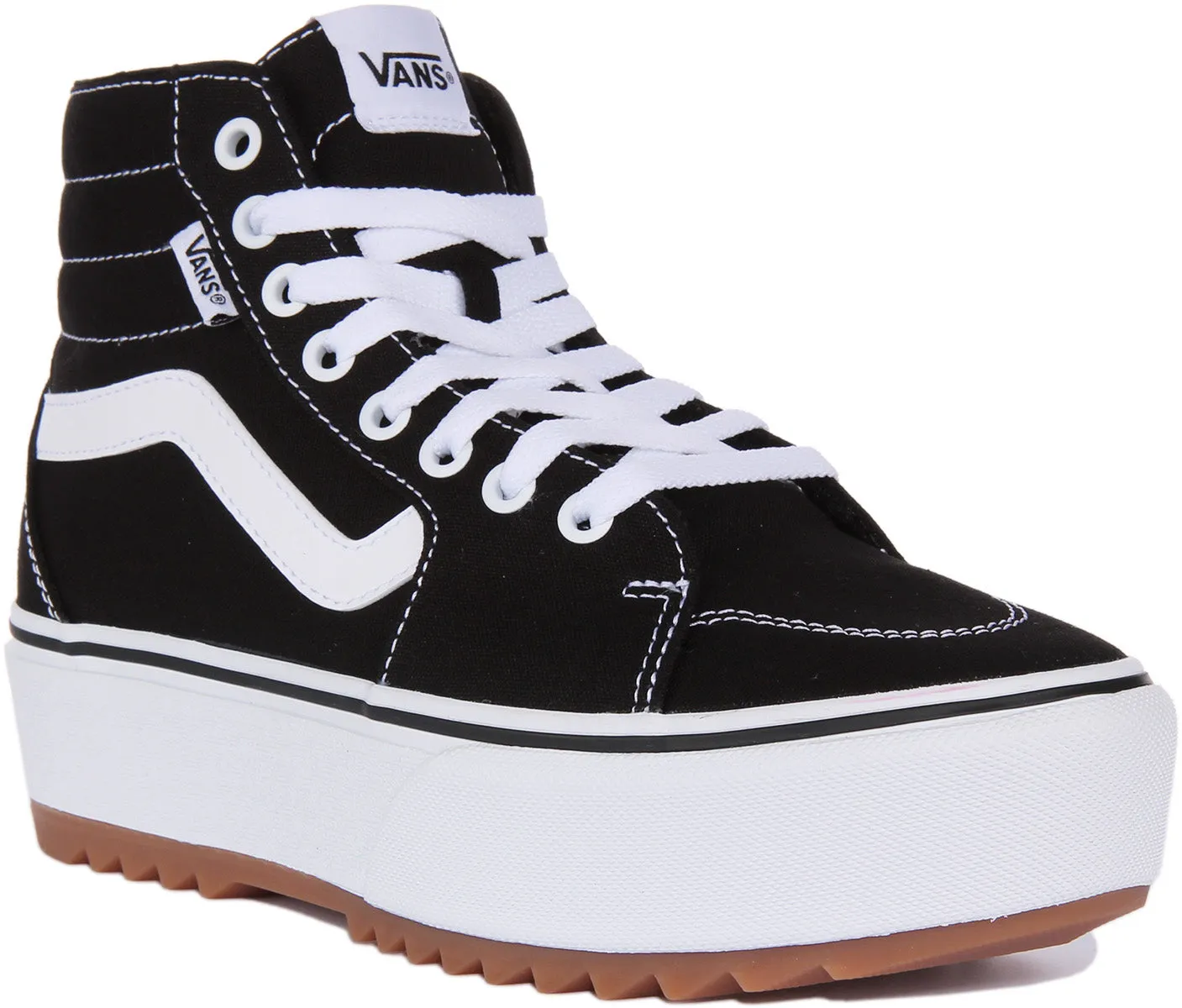 Vans Filmore Hi Tapered Zapatillas de lona con cordones para mujer en negro blanco