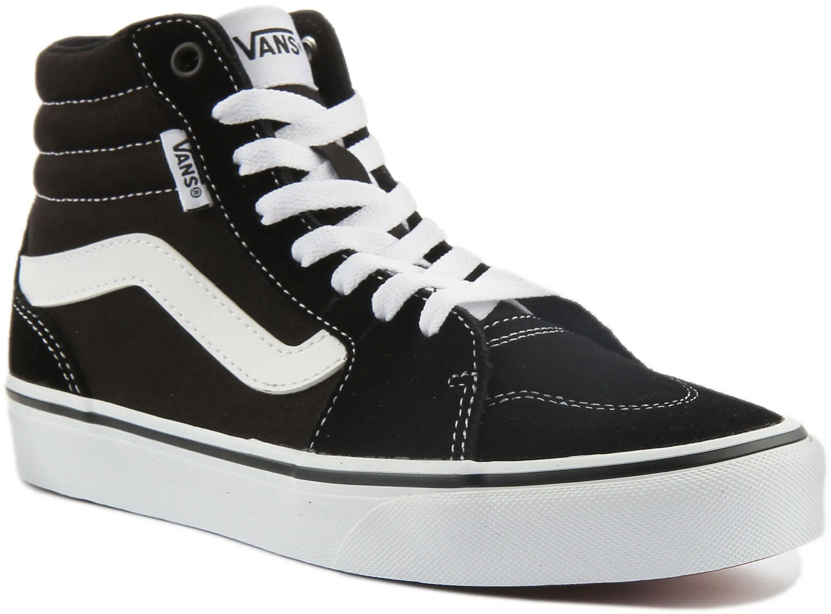 Vans Filmore Hi Tapered Zapatillas de lona con cordones para mujer en negro blanco