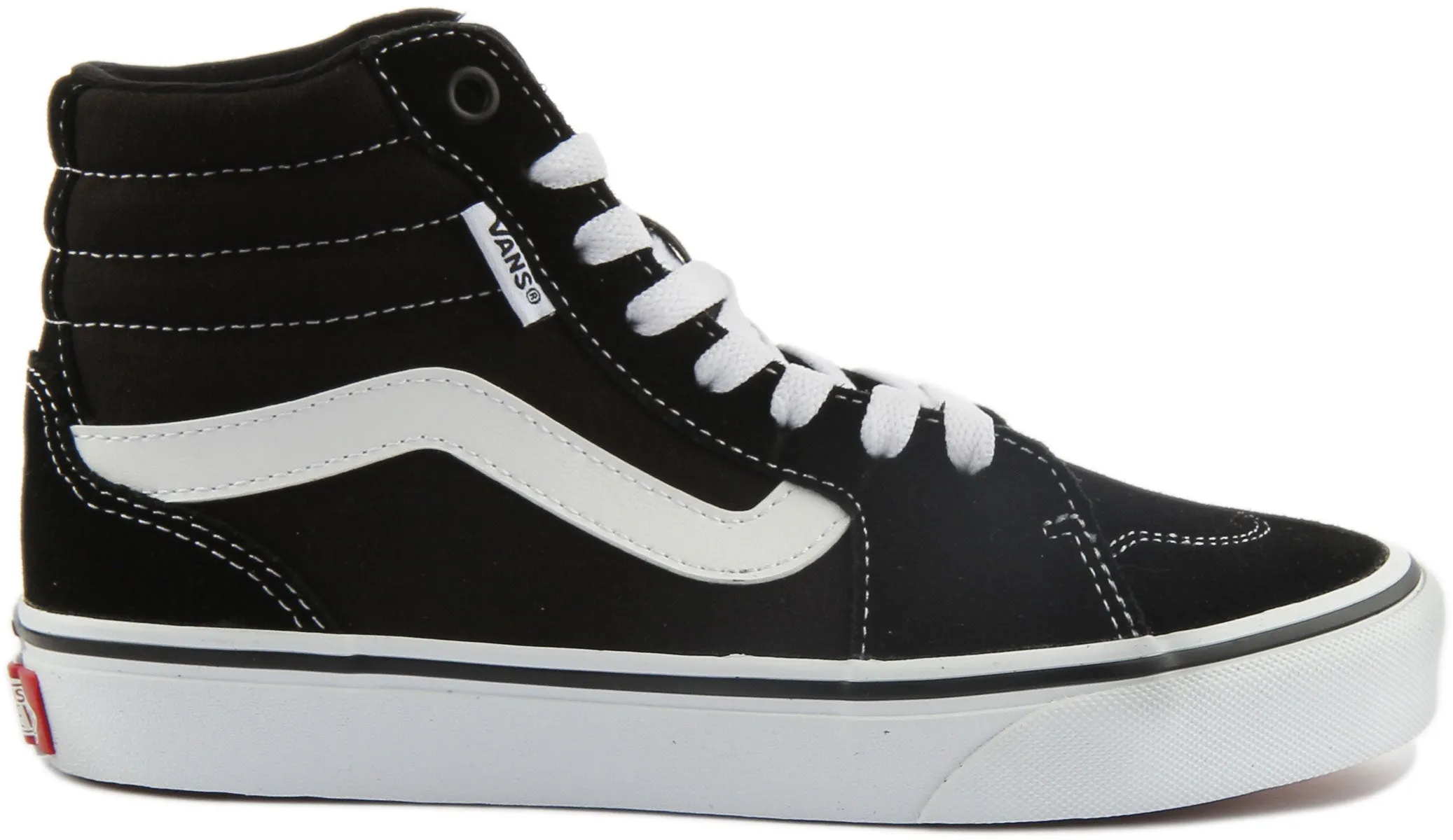 Vans Filmore Hi Tapered Zapatillas de lona con cordones para mujer en negro blanco