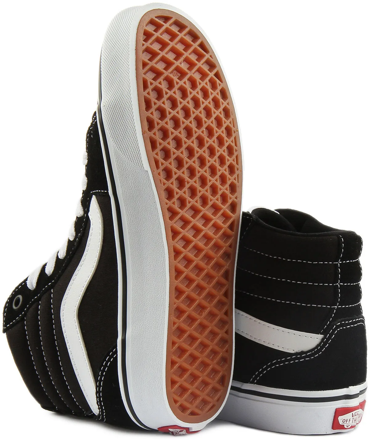 Vans Filmore Hi Tapered Zapatillas de lona con cordones para mujer en negro blanco