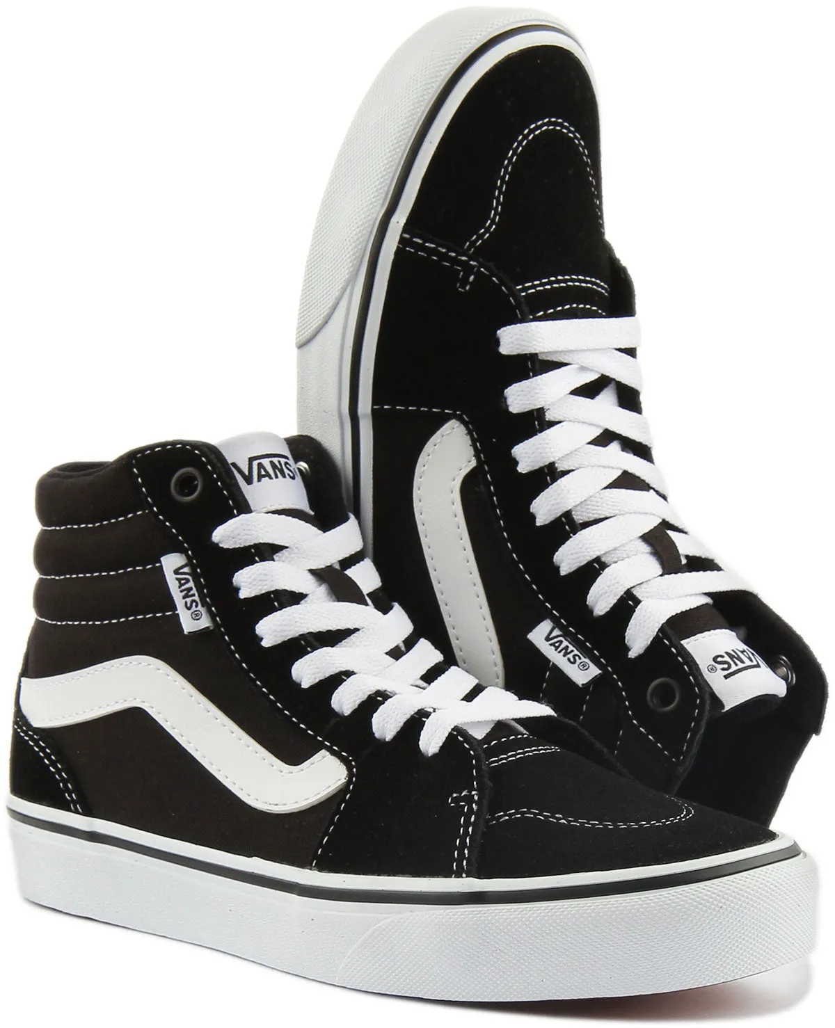 Vans Filmore Hi Tapered Zapatillas de lona con cordones para mujer en negro blanco