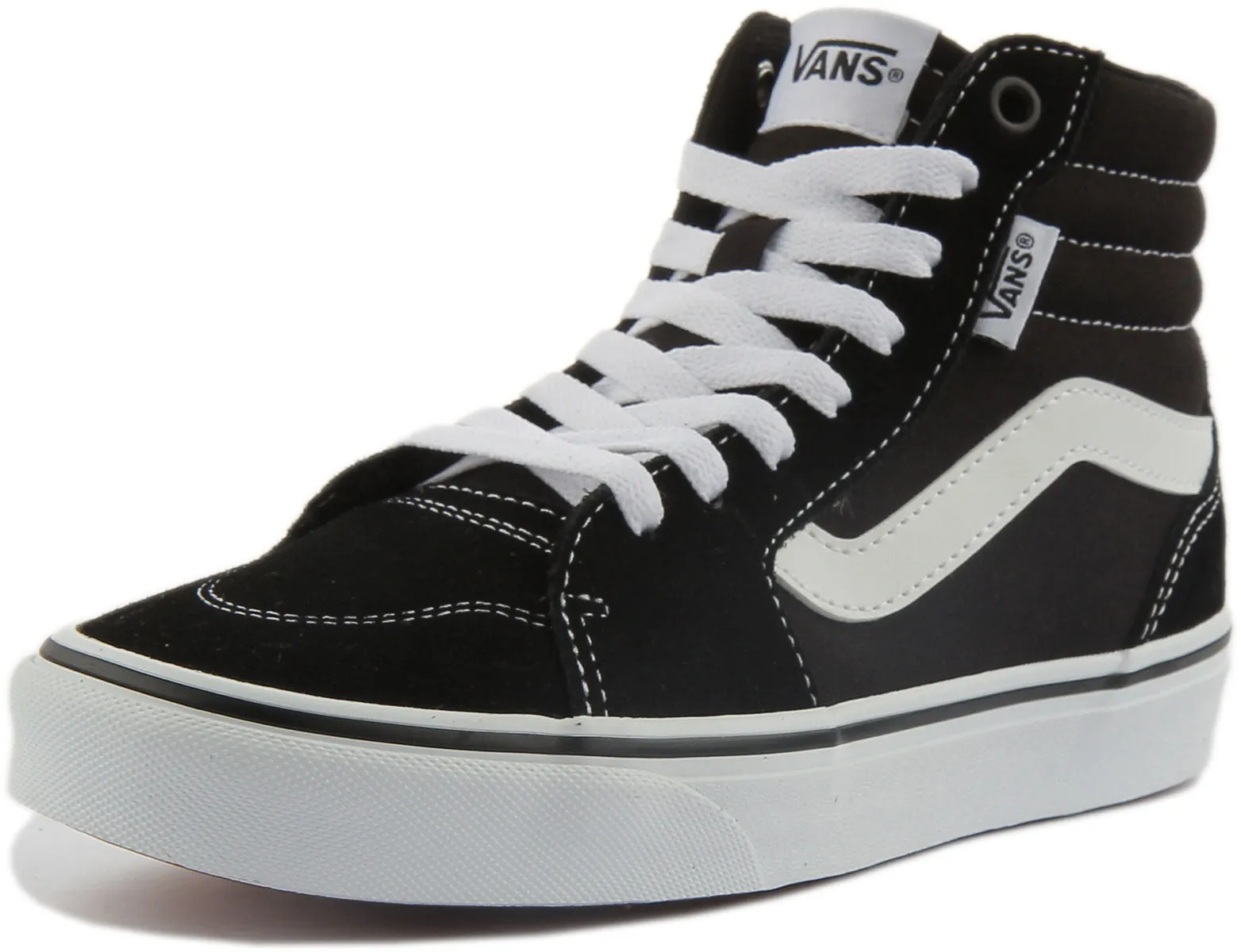 Vans Filmore Hi Tapered Zapatillas de lona con cordones para mujer en negro blanco