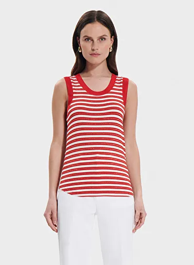 ZAPA TENDRE  CAMISETA SIN MANGAS CUELLO REDONDO A RAYAS EN ROJO