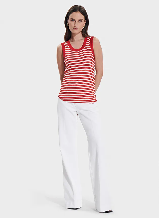 ZAPA TENDRE  CAMISETA SIN MANGAS CUELLO REDONDO A RAYAS EN ROJO
